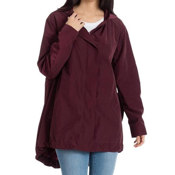 BAGATELLE Women's Water Repellent Spring Packable Rain Coat Sz: M - Merlot - Picture 1 of 11